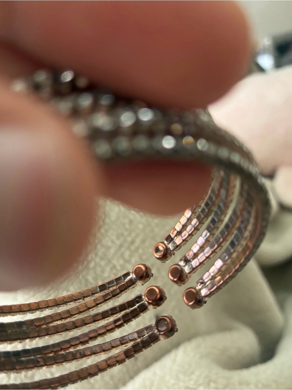 Multi-Row Rhinestone Open Cuff Bracelet - Picture 5 of 7